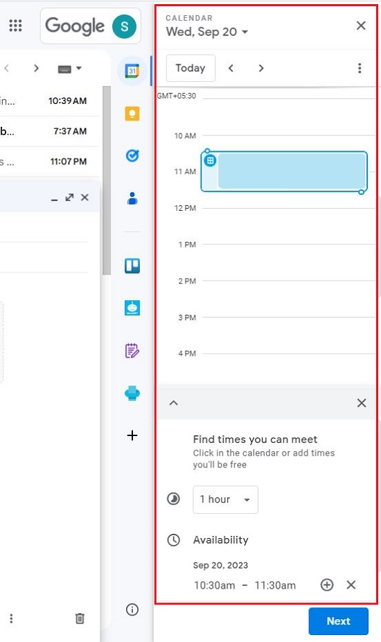 Calendar pane