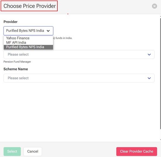 Choose price provider