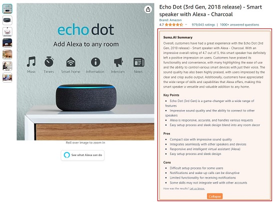 Echo Dot expanded