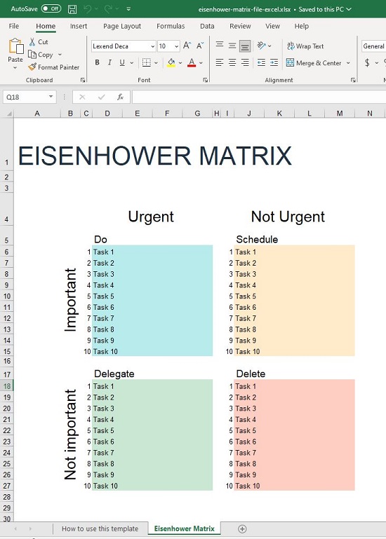Hubspot matrix template for Excel