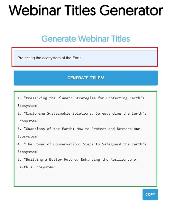 Kissinvestments Webinar Title Generator