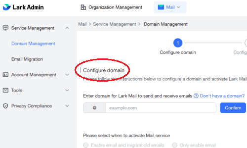 Larm Admin Configure Domain