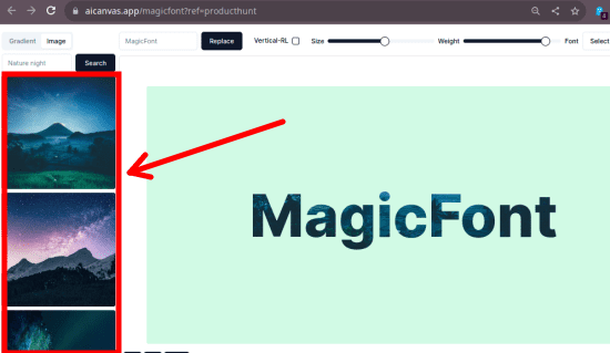 Magicfont Select Image