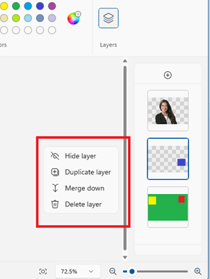 Ms Paint Layer Options