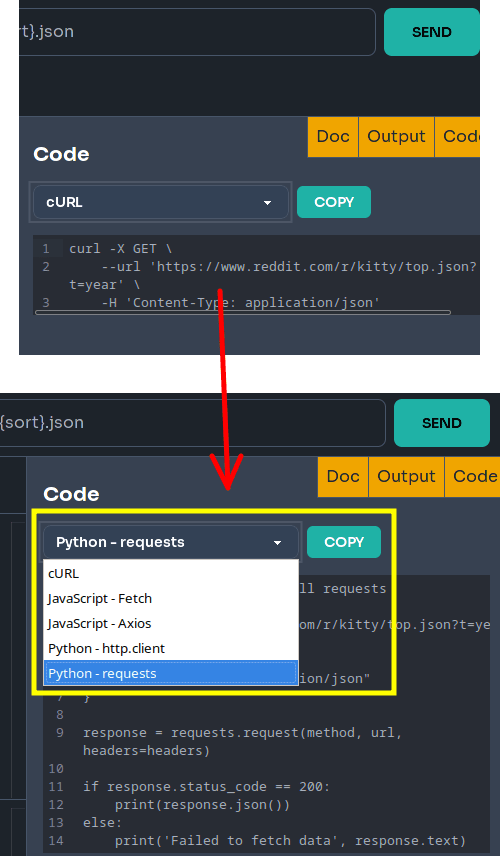 Recipe UI CuRL Command Converter