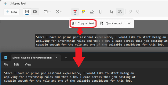 Snipping Tool Copy All Text