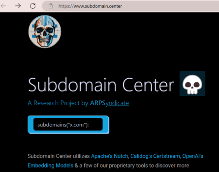 Subdomain Center Main UI