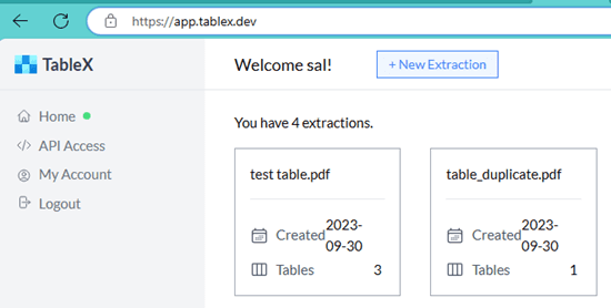 TableX Dashboard