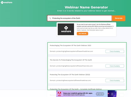 Weshare Webinar Title Generator