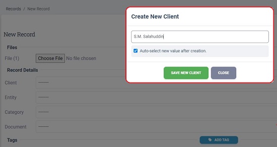 Create new client