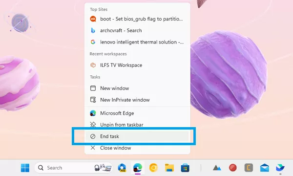 How to Enable End Task Option in Taskbar Menu to Kill Unresponsive Apps