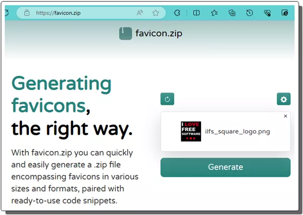 Favicon Zip Main UI