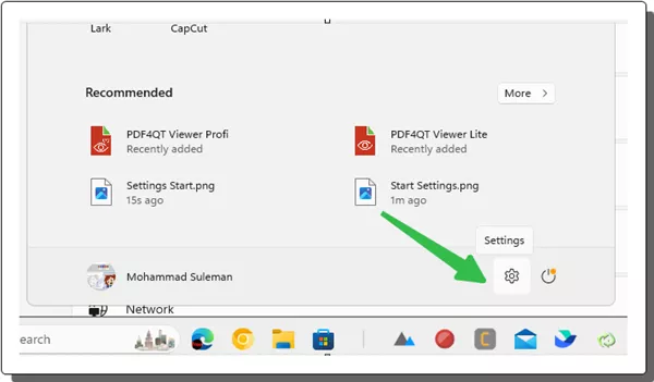 How to Enable Settings Button in Windows 11 Start Menu