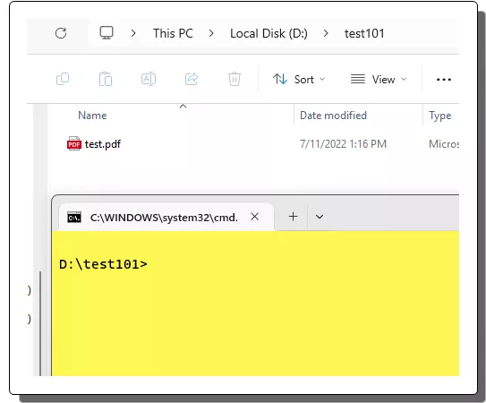 Open Command Prompt in PDF Folder