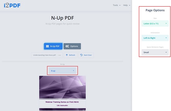 PDF N-Up tool from i2PDF