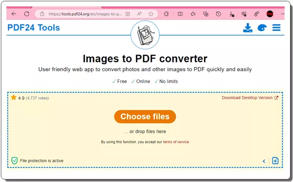PDF24 Images to PDF Converter Web App