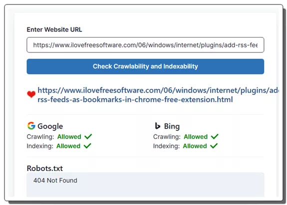 Page Crawbility results