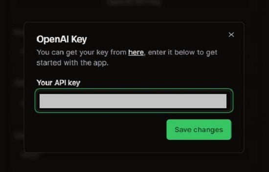 Paste Open AI API Key