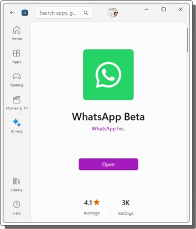 WhatsApp Beta in Store