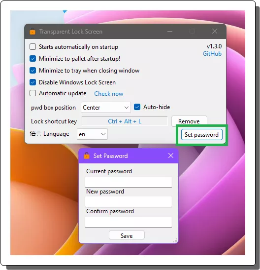 ComputerLock Set Password