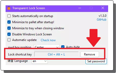 ComputerLock Set Shortcut