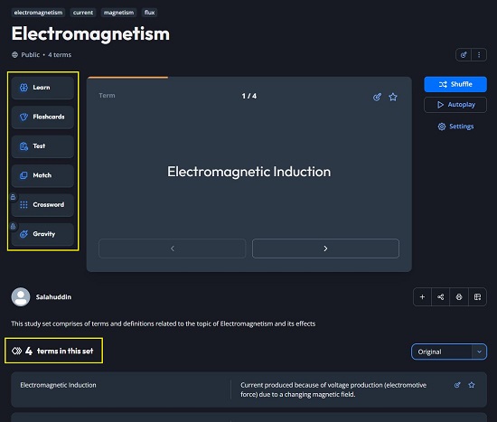 Electromagnetism Study Set