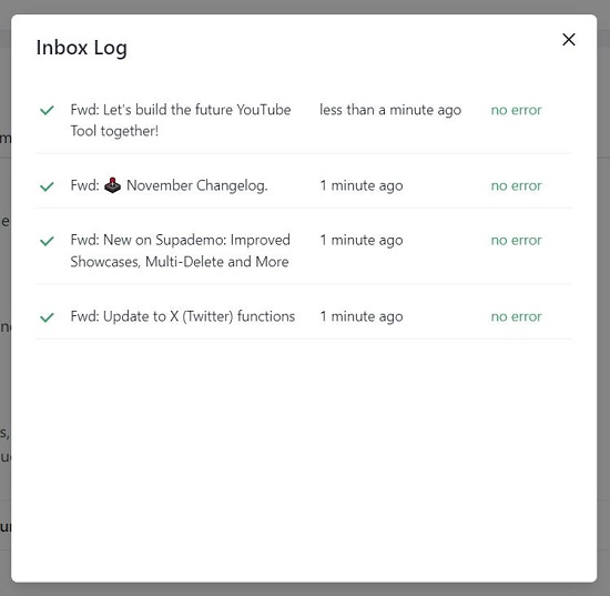 Inbox log