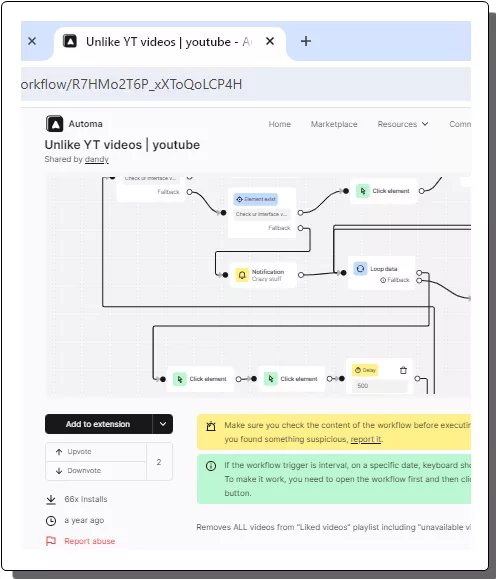 Install Unlike YT Workflow