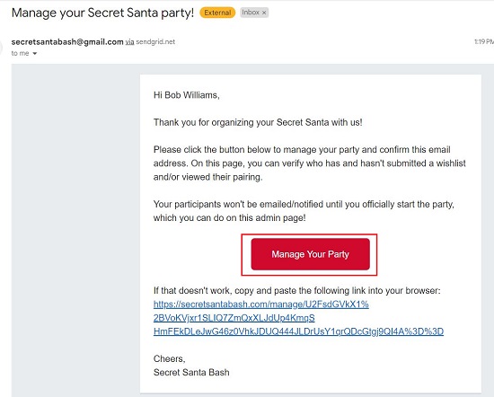 Manage Party email
