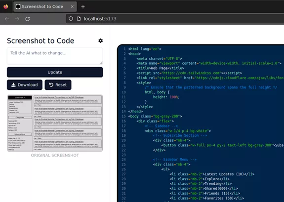 screenshot to code HTML Code