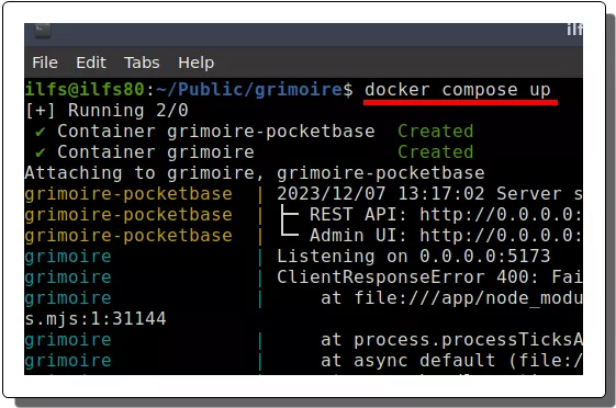 Grimoire Docker Compose Up