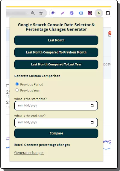 Launch Google Search Console Date Selector