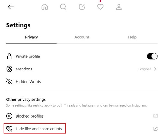 Other privacy settings