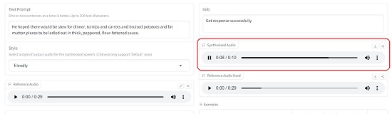 Synthesized audio